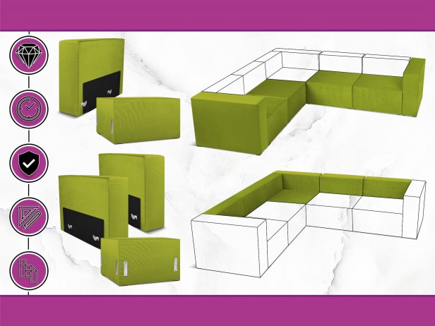 LEON Lime 4-Seater Modular Corner Sofa Goods4home